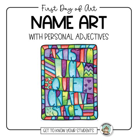 First Day of Art Name Thumb Graphic Design Activities For Students, Spirit Week Arts And Crafts, First Day Art Lessons Middle School, Henry Matisse For Kids, Self Image Art Projects, First Day Art Activities, First Day Of Art Class Activities Elementary, 1st Day Of School Art Activity, Beginning Of School Year Art Projects