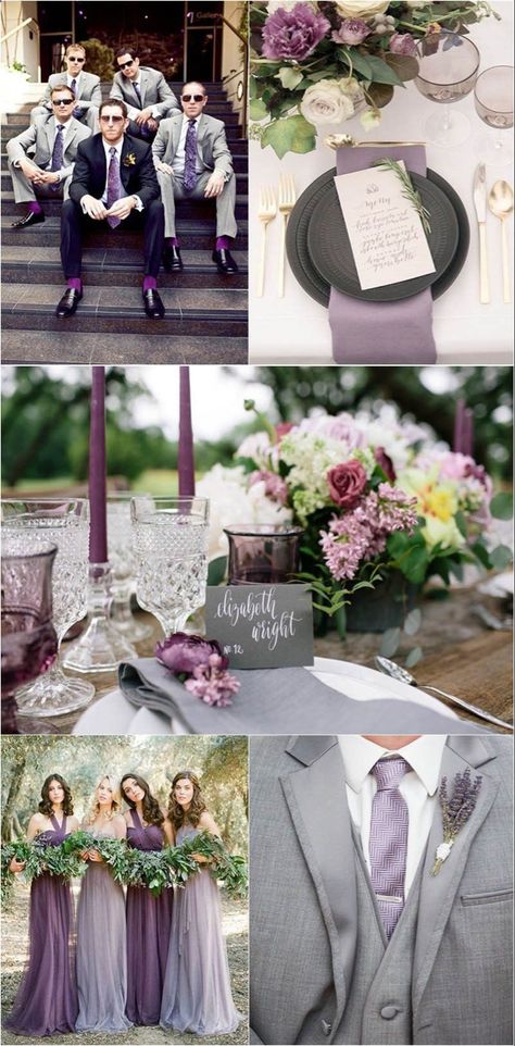 Purple And Grey Wedding, Grey Wedding Colors, Plum Wedding Colors, Wedding Color Palette Ideas, Grey Wedding Theme, Everything Wedding, Gray Wedding Colors, Wedding Color Palettes, How To Dress For A Wedding