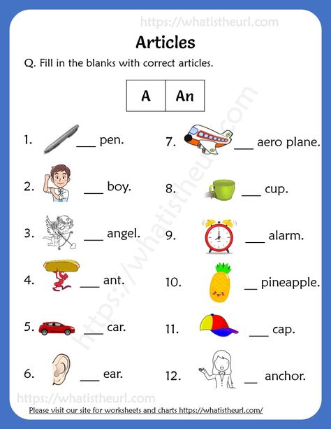 This a worksheet that has nice pictures with “A” or “An” questions in it.  As the printable PDF contains pictures, the kids will remember it more better on the usage of “a” or “an”, This Or That Worksheet, Articles For Grade 2, Articles Worksheets For Grade 1, This That Worksheet, First Class Worksheet, A Or An Worksheet, Articles Examples, School Knowledge, Grade 2 English