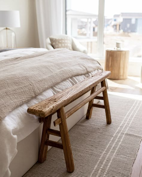 Styling our Luxe skinny elm benches at the end of your bed is a perfect way to complete the look for the coziest and most inviting bed. Wooden Bench End Of Bed, Boston House, End Of Bed Bench, Bed Bench, Wooden Bench, Wood Bench, Guest Bedroom, Bedroom Furniture, The End