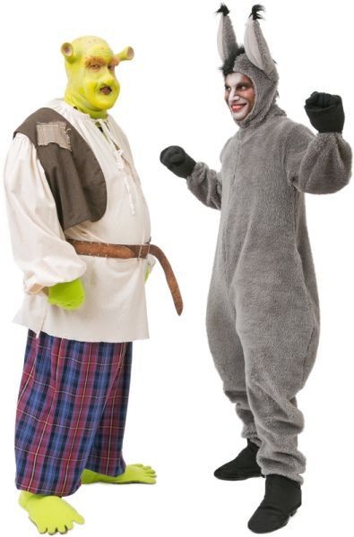 Rental Costumes for Shrek the Musical - Shrek and Donkey Shrek And Donkey Costume, Donkey Halloween Costume, Shrek Donkey Costume, Shrek Costume Diy, Jesus Costume, Shrek Wedding, Shrek Costumes, Shrek And Donkey, Donkey Costume