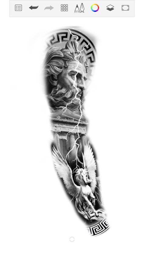 Past And Future Tattoo, Slave Tattoo Design, Full Arm Tattoo Men Ideas, Zeus Sleeve Tattoo, Greek Tattoo Designs Mythology, Greek Arm Tattoo, Greek Sleeve Tattoo, Greek Mythology Tattoo Design, Full Arm Tattoo Men