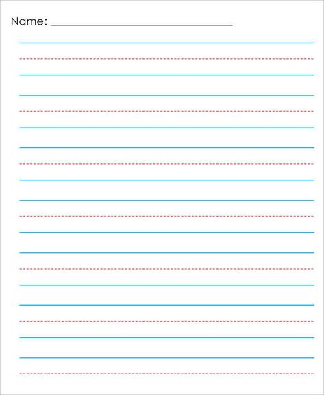 Kindergarten Lined Paper, Handwriting Paper Template, Primary Writing Paper, Kindergarten Writing Paper, Notebook Paper Template, Handwriting Practice Paper, Kids Handwriting Practice, Writing Paper Template, Primary Writing