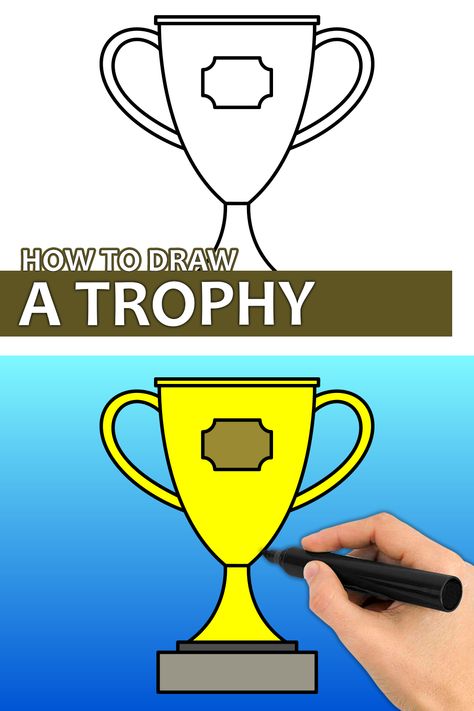 Learn how to draw a Trophy with this step by step drawing tutorial video. Enjoy! ♥ #trophy #trophydrawing #trophyart #howtodraw #easydrawingforkids #easydrawing #drawingtutorial Trophy Art, Simple Drawings, Easy Drawing Tutorial, Easy Drawings For Kids, Drawing Tutorial Easy, Step Drawing, Learn How To Draw, Easy Drawing, Tutorial Video