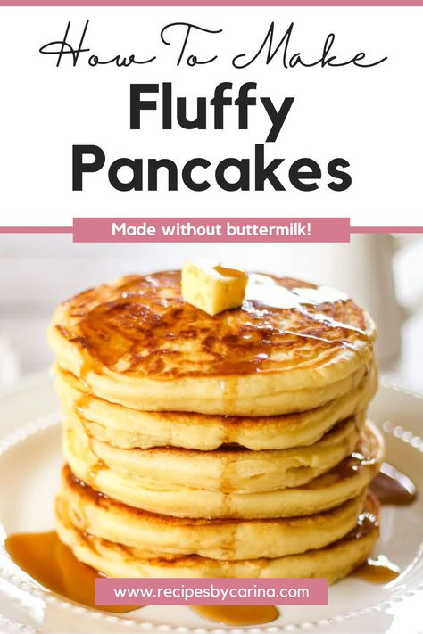 This Fluffy Pancake Recipe makes the most delicious soft and tender pancakes that are just waiting to be topped with syrup and devoured! Easy Fluffy Pancake Recipe, Best Pancakes, Easy Pancake Recipe, Fluffy Pancake Recipe, Homemade Pancake Recipe, Best Pancake Recipe, Batter Recipe, Pancake Recipe Easy, Homemade Syrup