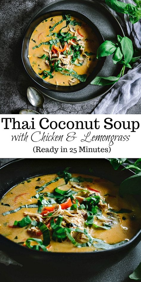 Thai Soup Recipes, Coconut Chicken Soup, Lemongrass Soup, Thai Coconut Chicken Soup, Thai Red Curry Paste, Thai Coconut Chicken, Thai Chicken Soup, Thai Chicken Curry, Thai Coconut Soup