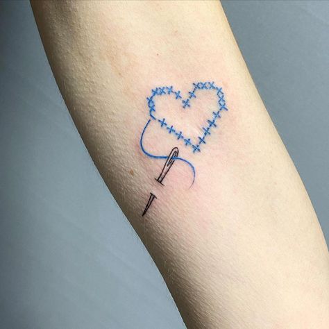 Stitch Tattoo Design, Embroidery Tattoo Ideas, Embroidery Tattoos, Cross Stitch Tattoo, Spongebob Tattoo, Sewing Tattoos, Cool Embroidery, Embroidery Tattoo, Stitch Tattoo