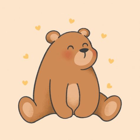 Cartoon Bear Drawing, Cute Cartoon Bear, Baby Heart, Bear Drawing, Cute Bear Drawings, Animal Doodles, Cute Kawaii Drawings, Cute Cartoon Drawings, Cartoon Bear