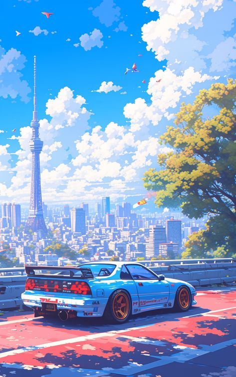 Cute Car Wallpaper, Anime Car Aesthetic, Best Animated Wallpaper, F 16 Wallpaper, Wallpaper Of Cars, Cool Car Wallpapers, Cool Car Pics, Animated Car, Cars Anime