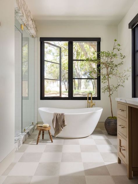 Grit And Polish Bathroom, Sand Terrazzo Bathroom, Coastal Bathroom Flooring, Traditional Design Bathroom, Thelifestyledco Bathroom, Diamond Bathroom Floor, Main Floor Bathroom Ideas, Bath Shower Combo Ideas, California Casual Bathroom