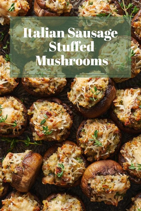 Meat Stuffed Mushrooms, Ina Garten Stuffed Mushrooms, Fall Stuffed Mushrooms, Best Stuffed Mushroom Recipes, Stuffed Sausage Mushrooms, Best Stuffed Portabella Mushrooms, Crockpot Stuffed Mushrooms, Pork Stuffed Mushrooms, Stuff Mushrooms Recipes