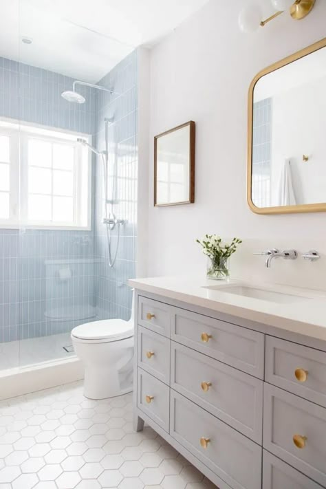 Sharing some inspiration for our upcoming guest bathroom remodel! // Helen Loves Kids Bathroom Design, Bath Inspiration, Knysna, Bathroom Redesign, Coastal Bathrooms, Hall Bathroom, Boys Bathroom, Bathroom Remodel Designs, Guest Bathrooms