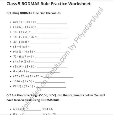 BODMAS Rule Worksheets for Class 5 Bodmas Rule, Bodmas Worksheets For Grade 5, Bodmas Worksheets, 5th Class Maths Worksheets, Divisibility Rules, Computer Drawing, Revision Notes, Math Tutorials, 2nd Grade Math Worksheets