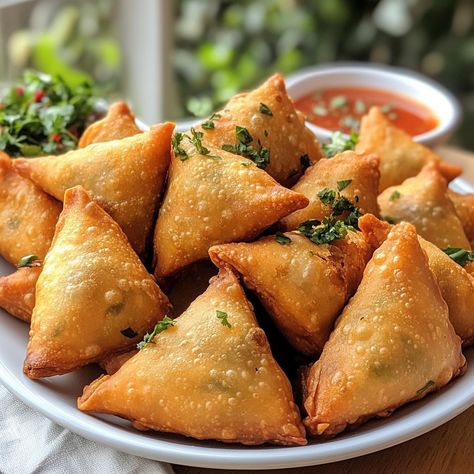 🌟 Recipe: Curry Chicken Samosas 🌟 Delight your taste buds with these delicious crispy chicken and curry samosas! Perfect for an appetizer or main course, they are easy to prepare and full of flavor. Ingredients : 300g chopped chicken 1 onion, finely chopped 2 tablespoons of curry paste 1 teaspoon of cumin 1 teaspoon of coriander 1 pack of pastry sheets Oil for frying Salt and pepper to taste Instructions : In a pan, fry the onion until golden brown. Add the ground chicken and cook until c... Samosa Chicken, Chicken Samosas, Amazing Food Platters, Indian Recipes Authentic, Food Fest, Food Pic, Pan Fry, Food Drawings, Ethnic Food