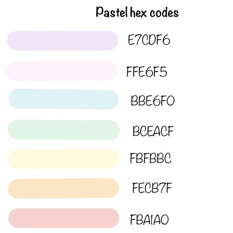 Pastel Colors With Hex Code, Discord Color Codes Pastel, Pastel Rainbow Color Palette Hex Codes, Google Calender Colour Scheme Pastel, Pastel Rainbow Hex Codes, Google Calendar Color Scheme Aesthetic Hex Codes, Pastel Color Palette Hex Codes, Pastel Hex Codes, Pastel Color Codes