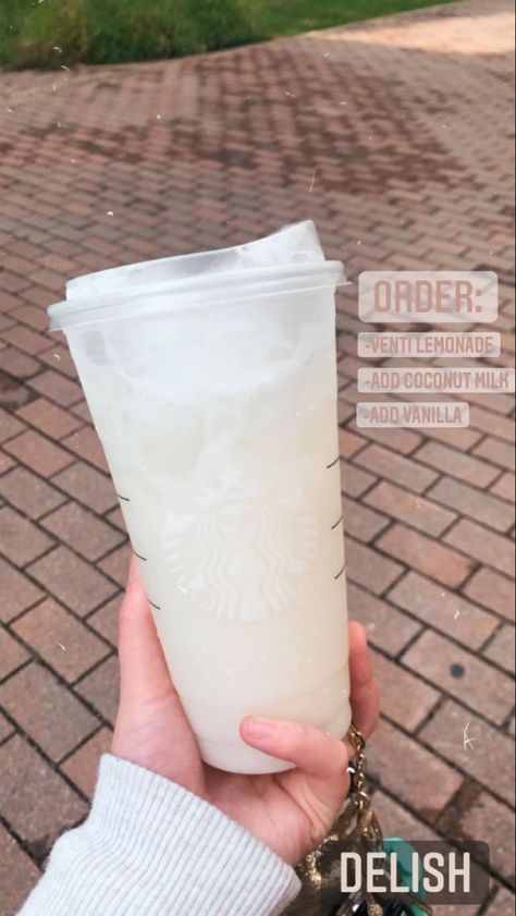 Starbucks Lemonade With Coconut Milk, Things To Do With Coconut Milk, Drinks To Make With Coconut Milk, Coconut Starbucks Drinks, Starbucks Drinks With Coconut Milk, Starbucks Drinks Venti, Coconut Milk Recipes Drink, Lemonade With Coconut Milk, Venti Starbucks Drinks