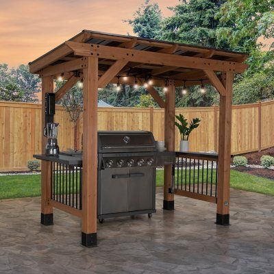 Backyard Discovery Saxony Cedar Grill Gazebo - Sam's Club Grill Gazebo Ideas, Bbq Shelter Ideas, Outdoor Gazebo Ideas, Backyard Bar And Grill, Grill Canopy, Outdoor Grill Area, Book Restaurant, Outdoor Grill Station, Grill Gazebo