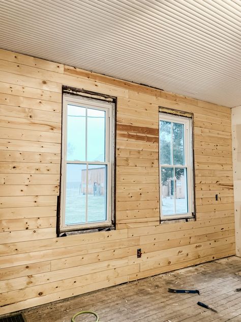 How to Install Tongue and Groove Board Walls - Midcounty Journal Installing Tongue And Groove Walls, Tongue And Groove Basement Walls, Tongue In Groove Walls, Knotty Pine Tongue And Groove Ceiling, Tongue And Grove Wall Panelling, Horizontal Tongue And Groove Walls, Tongue Groove Walls, Younger And Groove Wall, Pine Carsiding Walls