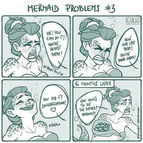 Natalia Trykowska Comics Mermaid Problems, 4 Panel Life, Relatable Comics, Polish Artist, Mermaid Drawings, Online Comics, Mermaid Art, London United Kingdom, Cute Comics