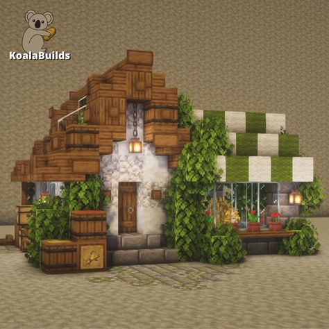 Tap to watch the tutorial Easy Minecraft Cottage Tutorial, Minecraft Blossom Town, Mc Cottagecore Builds, Village Homes Minecraft, Minecraft Village Ideas Houses Easy, Minecraft Town Inspiration, Minecraft Villager House Ideas Cottagecore, Minecraft Cottage Town, Cool Things To Build In Minecraft Town