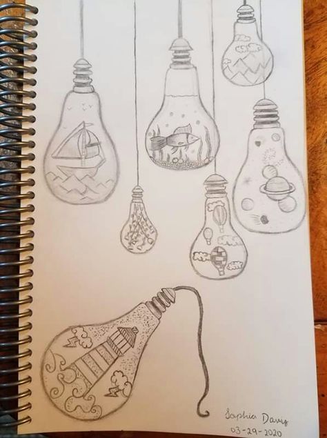 Light Bulb Drawing, Surrealism Drawing, Light Bulb Art, Bell Art, Wood Burning Patterns, Zentangle Drawings, Easy Doodles Drawings, Surrealism Painting, Simple Doodles