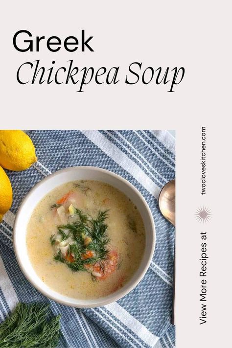 Greek Chickpea Soup Greek Chickpea Soup, Greek Chickpeas, Comfort Soup Recipes, Winter Soup, Fall Soup, Vegetarian Soup Recipes, Easy Autumn Recipes, Chickpea Soup, Fall Soup Recipes