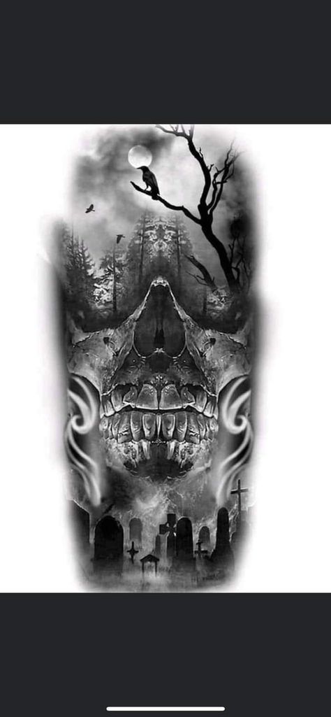 Graveyard Tattoo, Dead Tattoo, Evil Skull Tattoo, Skull Art Tattoo, Skull Hand Tattoo, Armband Tattoos, Skull Sleeve Tattoos, Realistic Tattoo Sleeve, Skull Sleeve