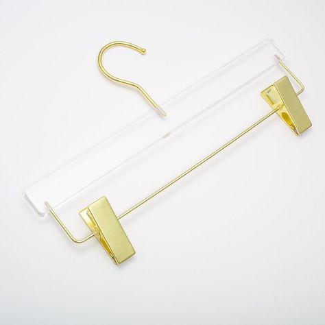 Homecube USA Elegant Acrylic Clear Hangers With Gold Hook, Heavy Duty Skirt and Pant Hanger With Gold Hook, Bar and Clips Clear Hangers, Acrylic Hangers, Baby Clothes Hangers, Wall String Lights, Kids Hangers, Surprise Your Girlfriend, Skirt Hangers, Gold Hooks, Boutique Display