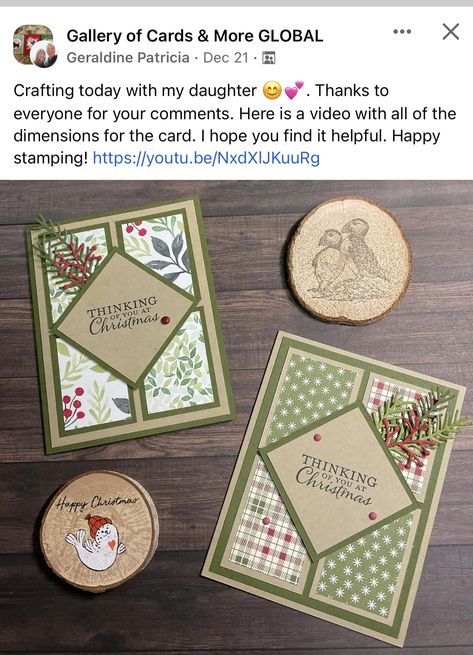 Card Crafting Ideas, Paper Cards Diy, Handcrafted Christmas Cards, Project Paper, Stamped Christmas Cards, Simple Christmas Cards, Hand Made Greeting Cards, Card Crafting, Homemade Christmas Cards