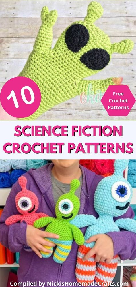 Science Crochet Pattern Free, Crochet Alien Pattern Free, Alien Crochet Pattern Free, Weird Crochet Patterns Free, Space Crochet Pattern, Odd Crochet, Space Crochet, School Crochet, Alien Crochet