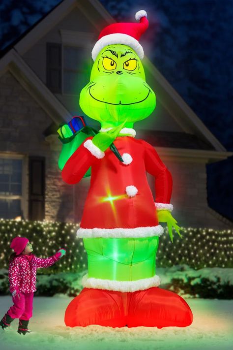 Dominate your entire front lawn and introduce an imposing grinchy presence over your entire neighborhood this holiday season with this gigantic 19 ft inflatable Grinch statue. Grinch Inflatable, Grinch T Shirt, Christmas Inflatables, Grinch Stole Christmas, Grinch, Holiday Season, Christmas Holidays, Merry Christmas, Christmas Decorations