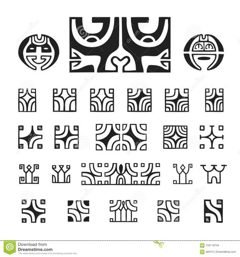 Polynesian Tattoo Indigenous Primitive Art Stock Vector - Illustration of abstract, curl: 116118744 Geometric Tattoo Pattern, Polynesian Tattoo Designs, Polynesian Art, Marquesan Tattoos, Maori Tattoo Designs, Aztec Tattoo, Polynesian Designs, Primitive Art, Aztec Art