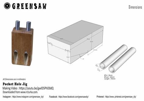 Diy Pocket Hole Jig How To Make, Diy Pocket Hole Jig, Compass Tool, Woodworking At Home, Drill Guide, Woodworking Shop Projects, Pocket Hole Jig, Pocket Screws, Carpentry Diy