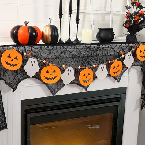 PRICES MAY VARY. Halloween Decor--What you will get a felt pumpkin ghost wood bead garland banner,felt pumpkin and ghost approx.4 inches in width, garland banner with a natural jute rope measuring approx.60 inch/ 5 feet. Festive Design--Charming garland banner features felt pumpkins and ghosts, bright orange pumpkins and white ghosts add a pop of color and a playful vibe to any space. Rustic Accents--The banner is accented with natural wooden beads and Halloween polka dot ribbons, while the hand Wood Beads Garland, Windows Decor, Simple Halloween Decor, Ghost Garland, Beads Garland, Felt Pumpkins, Pumpkin Ghost, Halloween Decorations Indoor, Trunk Or Treat