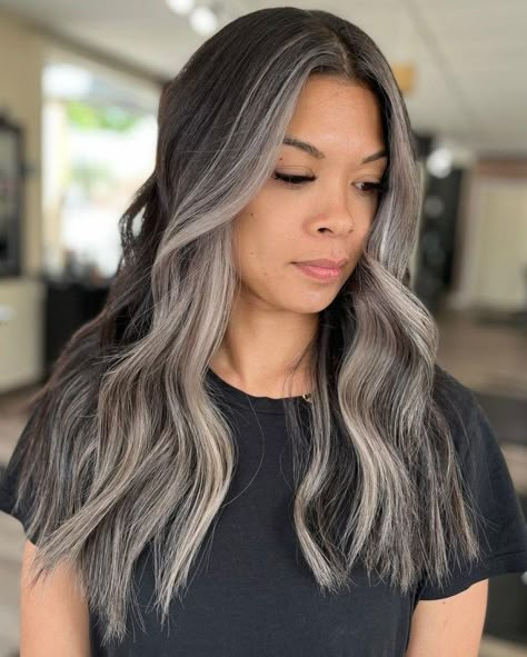 Grey Brown Hair, Ash Grey Hair, Ashy Hair, Mushroom Hair, Ash Brown Hair, Money Piece, Balayage Hair Dark, Silver Grey Hair, Natural Gray Hair