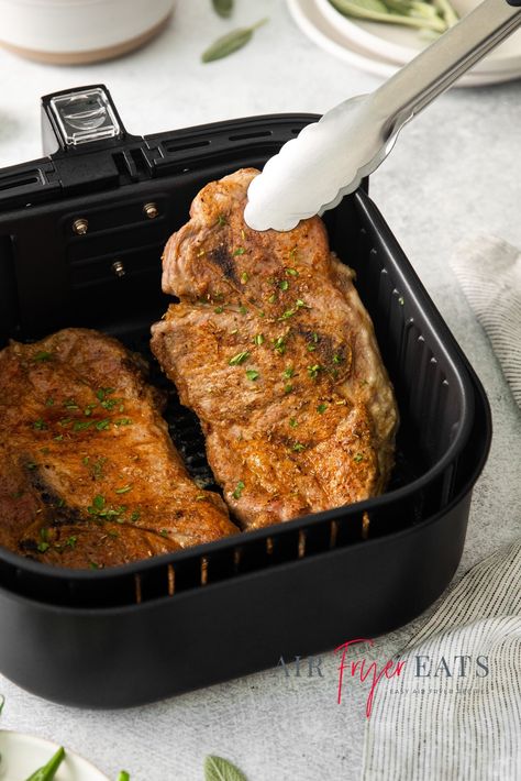 Air Fryer Pork Steaks Recipes, Airfryer Pork Steak, Air Fryer Pork Shoulder Steaks, Air Fried Pork Steaks, Pork Steak Air Fryer Recipe, Recipes Using Pork Steaks, Pork Shoulder Steak Recipes Air Fryer, Air Fry Pork Steak, Pork Shoulder Air Fryer Recipe