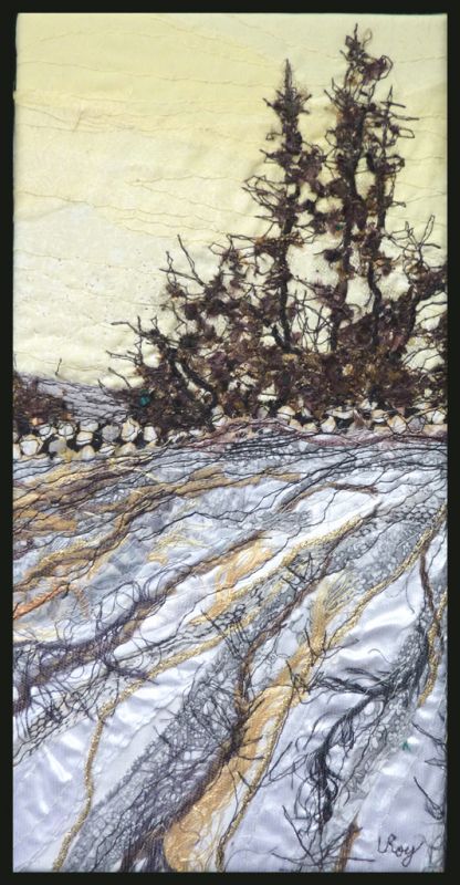 Winter Textiles, Lorraine Roy, Textiles Sketchbook, Landscape Art Quilts, Applique Art, Landscape Quilt, Art Tutorials Watercolor, Textile Art Embroidery, Landscape Quilts