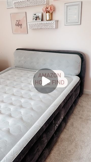 Cara Murtaugh on Instagram: "Comment “BED” and I’ll have the link sent right to you! I love how this air mattress inflates within 4 minutes, and how it has a headboard making it look and feel more like a bed for your guests! 💗" Air Mattress On Bed Frame, Blow Up Mattress Guest Room, Blow Up Mattresses, Air Mattress Guest Room, Air Mattress Bedroom Ideas, Air Bed Mattress, Best Blowup Mattress, Queen Size Blow Up Mattress, Air Mattresses