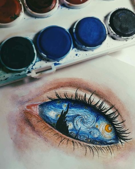 {{☆saglubs☆}} Gcse Art Sketchbook, Arte Van Gogh, Van Gogh Art, Arte Sketchbook, Art Drawings Sketches Creative, Painting Art Projects, Eye Art, Cool Art Drawings, Diy Art Painting