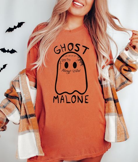 Ghost Malone Shirt , Funny Halloween Shirt Ghost Malone, October Shirts, Halloween Graphic Tees, Cute Shirt Designs, Costume Shirts, Trendy Halloween, Concert Shirts, Trendy Fall, Halloween Season