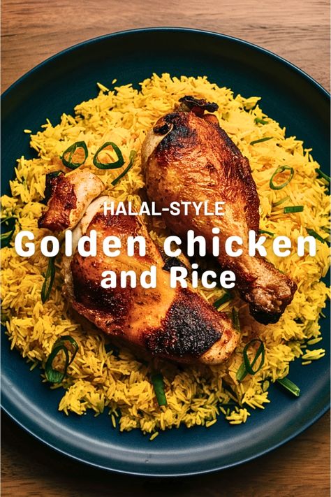 Experience the rich flavors of Middle Eastern cuisine with our chicken and rice dish. Halal Chicken Recipe, Authentic Recipes From Around The World, Middle Eastern Chicken Recipes, Halal Chicken And Rice Recipe, Halal Meals, Middle Eastern Chicken And Rice Bowl, Halal Chicken And Rice, Arab Chicken And Rice, Halal Chicken