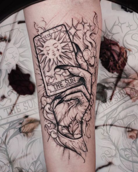 Patchwork Witchy Tattoos, Witchy Full Sleeve Tattoos For Women, Witchy Goth Tattoo, Spooky Witchy Tattoos, Tattoo Ideas Gothic Design, Unique Gothic Tattoos, Magic Tattoo Sleeve, Witchy Aesthetic Tattoo, Goth Girl Tattoo Ideas