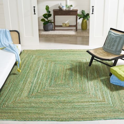 SAFAVIEH Handmade Cape Cod Marget Boho Coastal Jute Rug - Bed Bath & Beyond - 15126778 Braided Rag Rugs, Natural Jute Rug, Braided Jute Rug, Jute Area Rugs, Cotton Area Rug, Custom Size Rugs, Square Rug, Green Area Rugs, Handmade Area Rugs