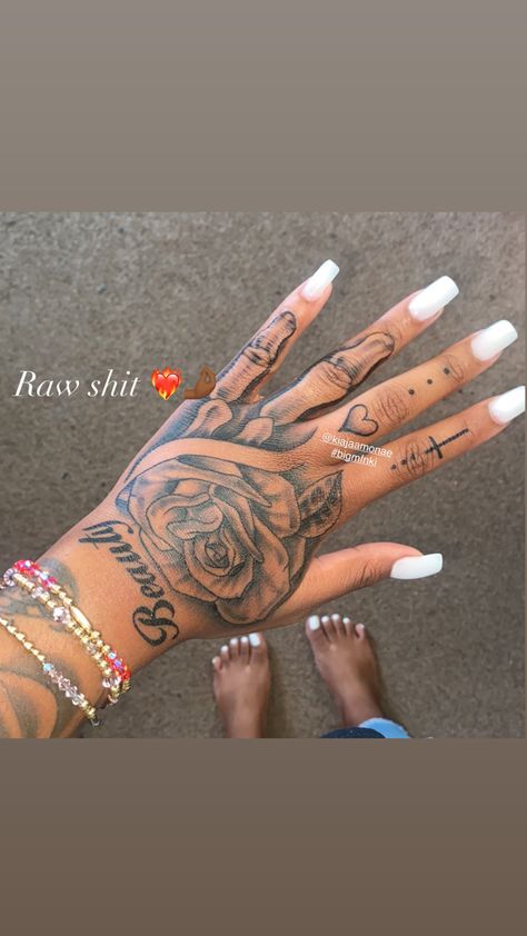 Spoiled Tattoo, Baddie Arm Tattoos Sleeve, Tattoo For Nephew, Cute Thigh Tattoos, Arm Sleeve Tattoos For Women, Hand And Finger Tattoos, Hand Tattoos For Girls, Pretty Hand Tattoos, Cute Hand Tattoos