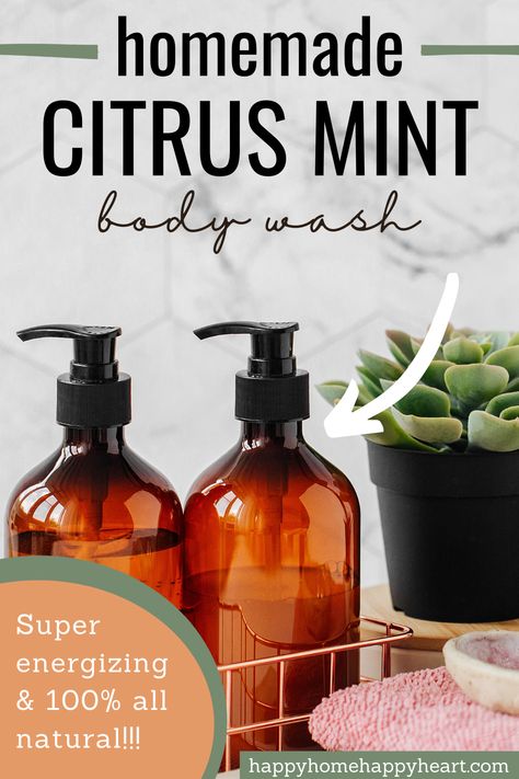 Want to know how to make body wash? Check out this homemade body wash recipe. This DIY energizing body wash will help to wake you up in the morning. It is made with energy boosting essential oils. I love this homemade citrus mint body wash. It smells so good! #DIY #Homemade #AllNatural #NaturalLiving #ToxinFree How To Make Body Wash, Homemade Body Wash Recipe, Mint Body Wash, Hearth Witch, Body Wash Recipe, Diy Body Wash, Homemade Body Wash, Liquid Body Wash, Cleaner Living