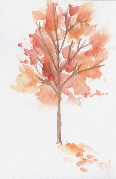 Watercolour Tree, Fall Tree Painting, Tree Watercolor Painting, Learn Watercolor Painting, Fall Tree, Diy Watercolor Painting, Watercolor Projects, Fall Watercolor, Watercolor Flower Art