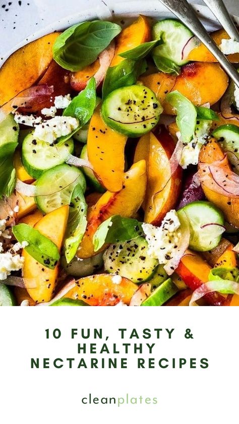 Salads, breakfast, appetizers, desserts -- nectarines add a sweet and juicy touch to all kinds of summer dishes. Nectarine Salad, Nectarine Recipes, Breakfast Appetizers, Easy Summer Meals, Summer Dishes, Main Course Recipes, Stone Fruit, Heirloom Tomatoes, Nectarine