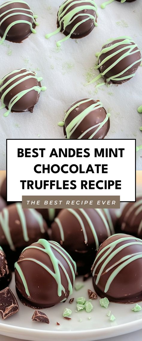 Image for Best Andes Mint Chocolate Truffles Recipe Mint Chocolate Truffles Recipe, Mint Flavored Desserts, Mint Chocolate Chip Truffles, Andes Mint Truffles, Andes Mints Recipes, Matcha Truffles Recipe, Andes Mint Desserts, Mint Truffles Recipe, Recipes With Andes Mints