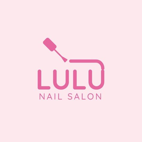 Simple Pastel Lulu Nail Salon Logo Logo Design For Nail Salon, Nail Business Branding, Logo For Nail Salon, Nail Salon Logo Ideas, Nails Logo Design Ideas, Nail Logo Ideas Graphic Design, Nail Artist Logo Design Ideas, Nails Logo Ideas, Nail Name Logo