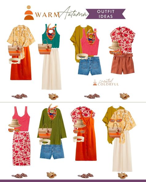 Warm Autumn Summer Outfits, Autumn Pallet, Deep Autumn Palette, Created Colorful, Autumn Color Palette Fashion, Warm Fall Outfits, Deep Autumn Color Palette, Capsule Wardrobe Women, True Autumn